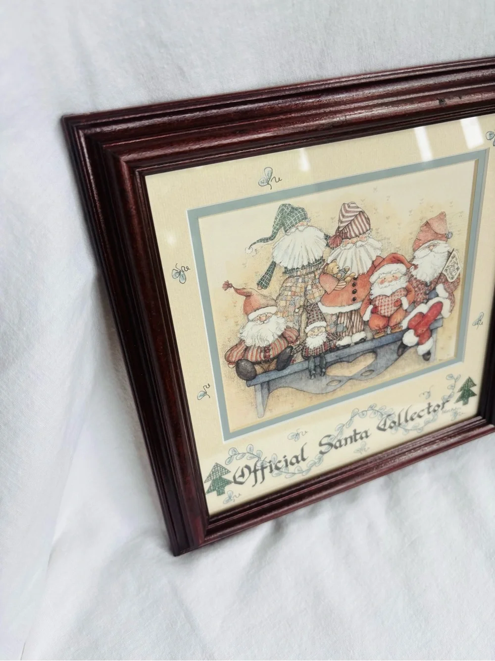 Santa Collector Vintage Country Folk Art Framed Christmas Decor